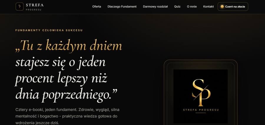 Sklep internetowy z e-bookami, Strefa Progresu, widok strony głównej